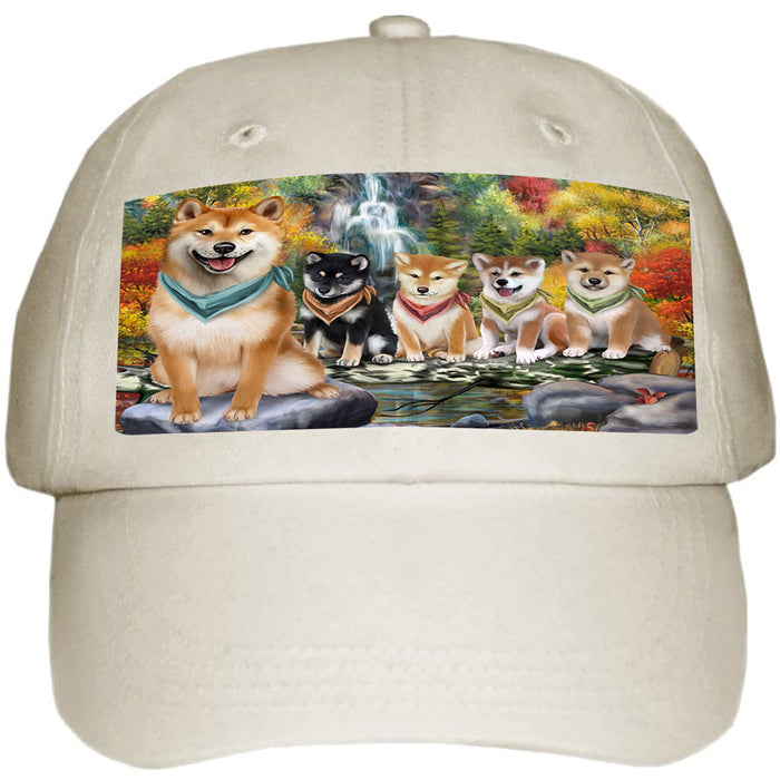 Scenic Waterfall Shiba Inus Dog Ball Hat Cap HAT52353