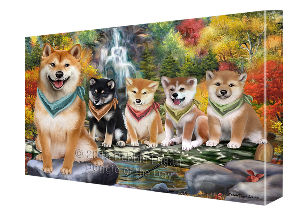Scenic Waterfall Shiba Inus Dog Canvas Wall Art CVS61167