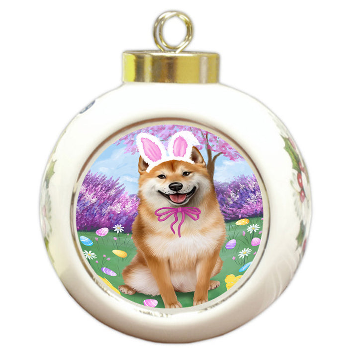 Shiba Inu Dog Easter Holiday Round Ball Christmas Ornament RBPOR49264