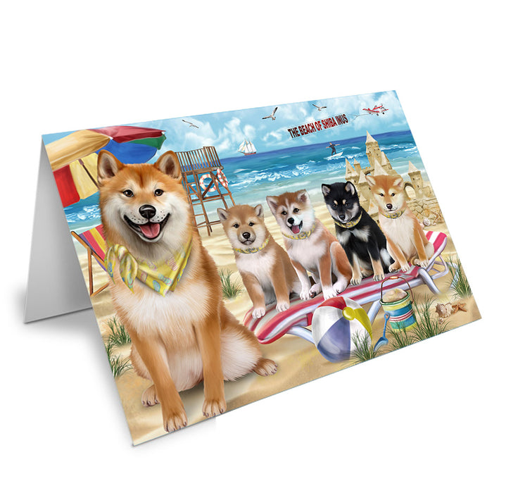 Pet Friendly Beach Shiba Inus Dog Handmade Artwork Assorted Pets Greeting Cards and Note Cards with Envelopes for All Occasions and Holiday Seasons GCD54293