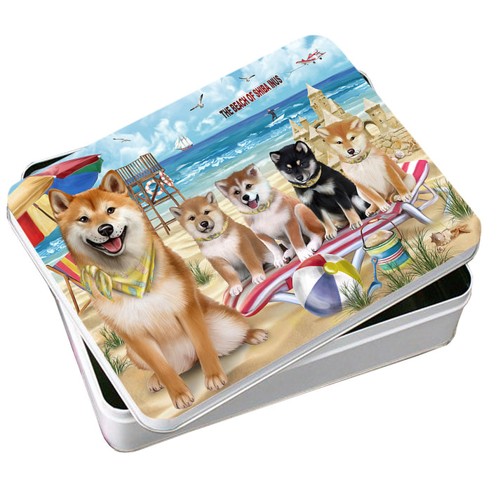 Pet Friendly Beach Shiba Inus Dog Photo Storage Tin PITN50088