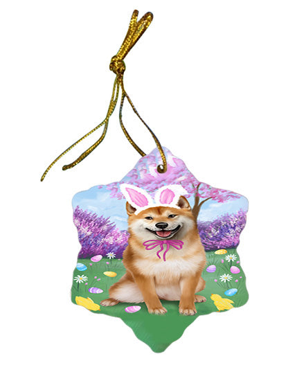 Shiba Inu Dog Easter Holiday Star Porcelain Ornament SPOR49256
