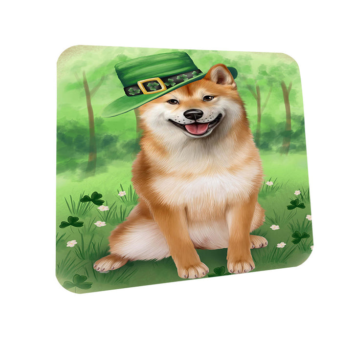 St. Patricks Day Irish Portrait Shiba Inu Dog Coasters Set of 4 CST49357