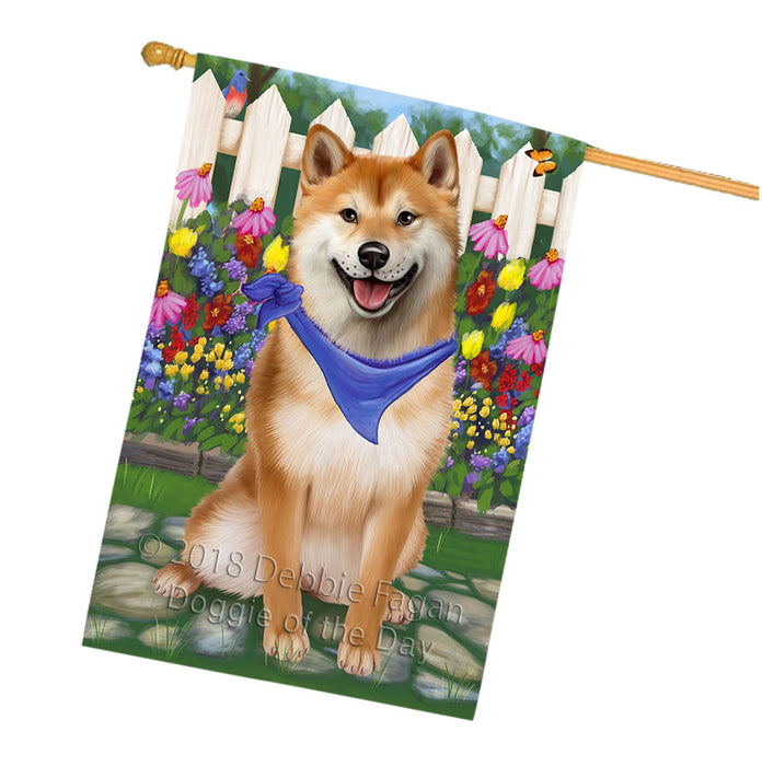 Spring Floral Shiba Inu Dog House Flag FLG50126