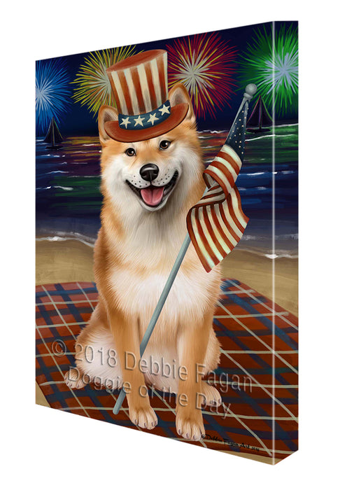 4th of July Independence Day Firework Shiba Inu Dog Canvas Wall Art CVS56694
