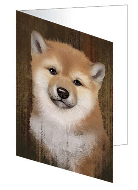 Rustic Shiba Inu Dog Handmade Artwork Assorted Pets Greeting Cards and Note Cards with Envelopes for All Occasions and Holiday Seasons GCD55505