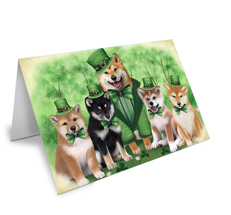 St. Patricks Day Irish Family Portrait Shiba Inus Dog Handmade Artwork Assorted Pets Greeting Cards and Note Cards with Envelopes for All Occasions and Holiday Seasons GCD52226