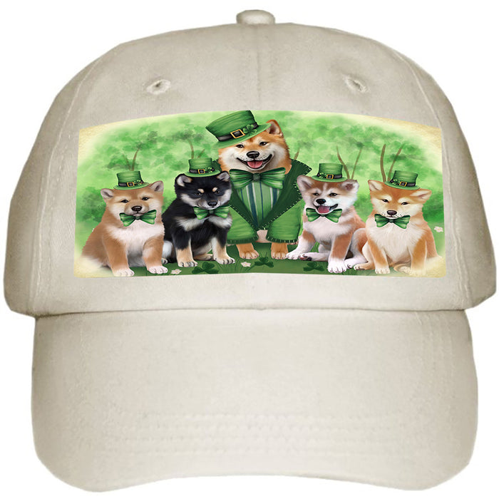 St. Patricks Day Irish Family Portrait Shiba Inus Dog Ball Hat Cap HAT51930