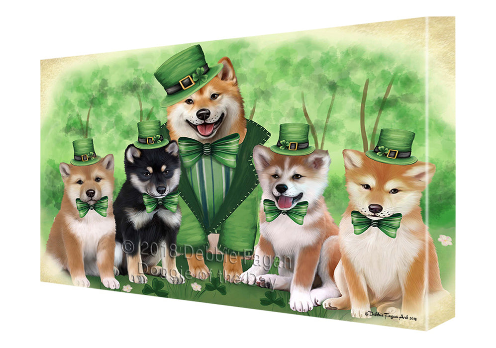 St. Patricks Day Irish Family Portrait Shiba Inus Dog Canvas Wall Art CVS59484