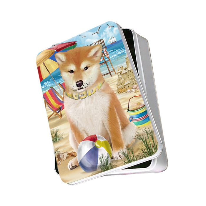 Pet Friendly Beach Shiba Inu Dog Photo Storage Tin PITN50089