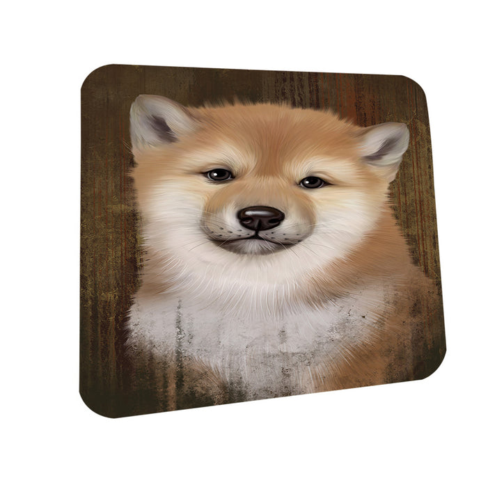 Rustic Shiba Inu Dog Coasters Set of 4 CST50445