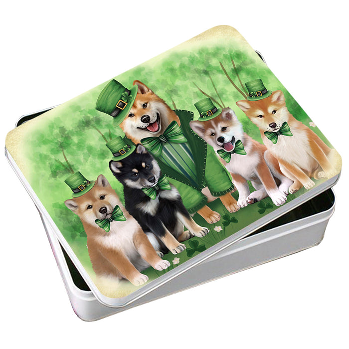 St. Patricks Day Irish Family Portrait Shiba Inus Dog Photo Storage Tin PITN49399
