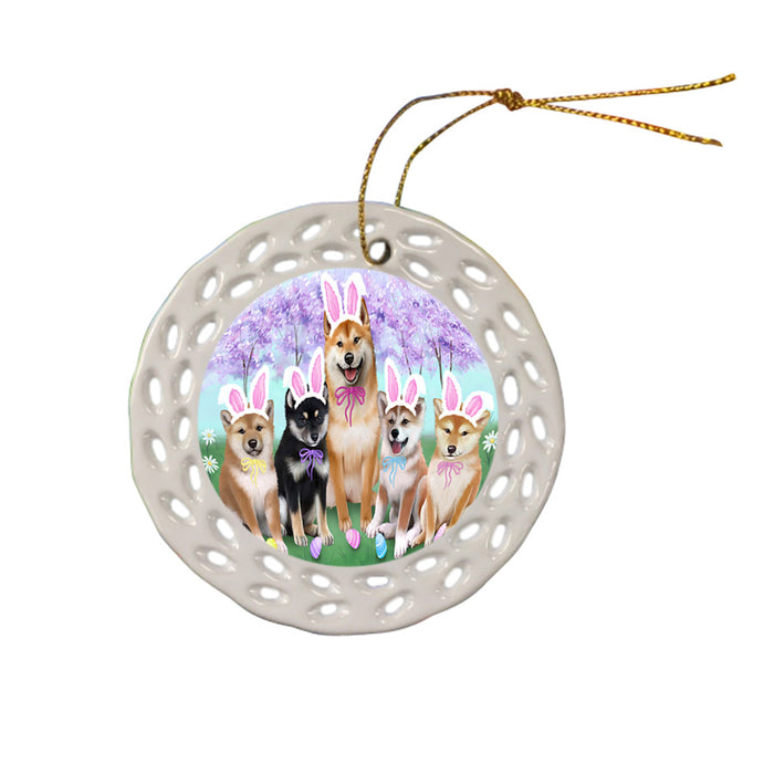 Shiba Inus Dog Easter Holiday Ceramic Doily Ornament DPOR49265