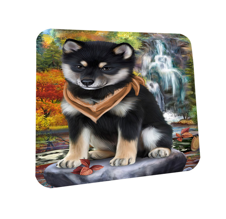 Scenic Waterfall Shiba Inu Dog Coasters Set of 4 CST49466