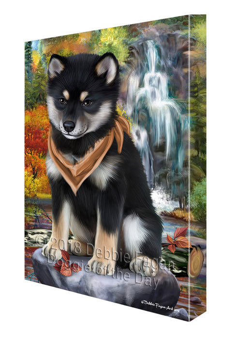 Scenic Waterfall Shiba Inu Dog Canvas Wall Art CVS61176