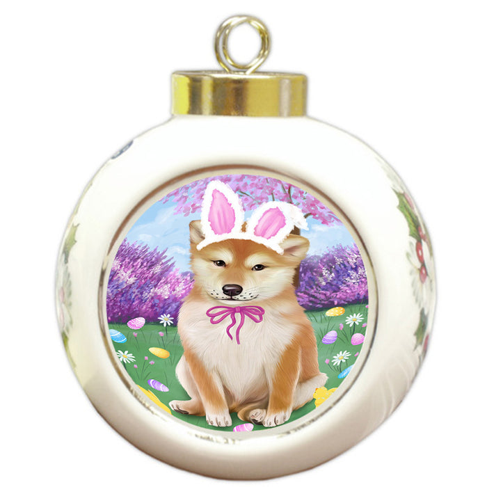 Shiba Inu Dog Easter Holiday Round Ball Christmas Ornament RBPOR49266