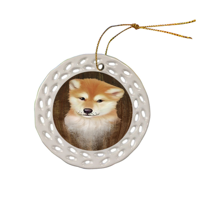 Rustic Shiba Inu Dog Ceramic Doily Ornament DPOR50487