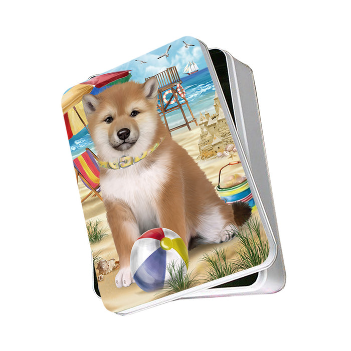 Pet Friendly Beach Shiba Inu Dog Photo Storage Tin PITN50090