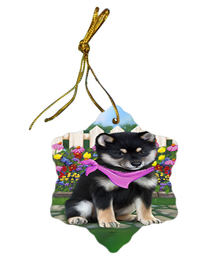 Spring Floral Shiba Inu Dog Star Porcelain Ornament SPOR52157