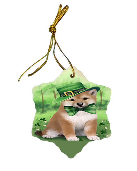 St. Patricks Day Irish Portrait Shiba Inu Dog Star Porcelain Ornament SPOR49392