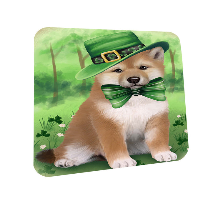 St. Patricks Day Irish Portrait Shiba Inu Dog Coasters Set of 4 CST49359