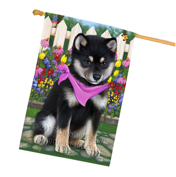Spring Floral Shiba Inu Dog House Flag FLG50128