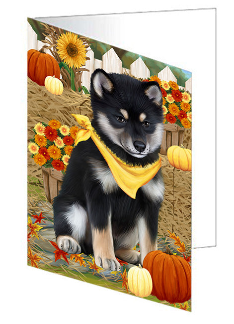 Fall Autumn Greeting Shiba Inu Dog with Pumpkins Handmade Artwork Assorted Pets Greeting Cards and Note Cards with Envelopes for All Occasions and Holiday Seasons GCD56630