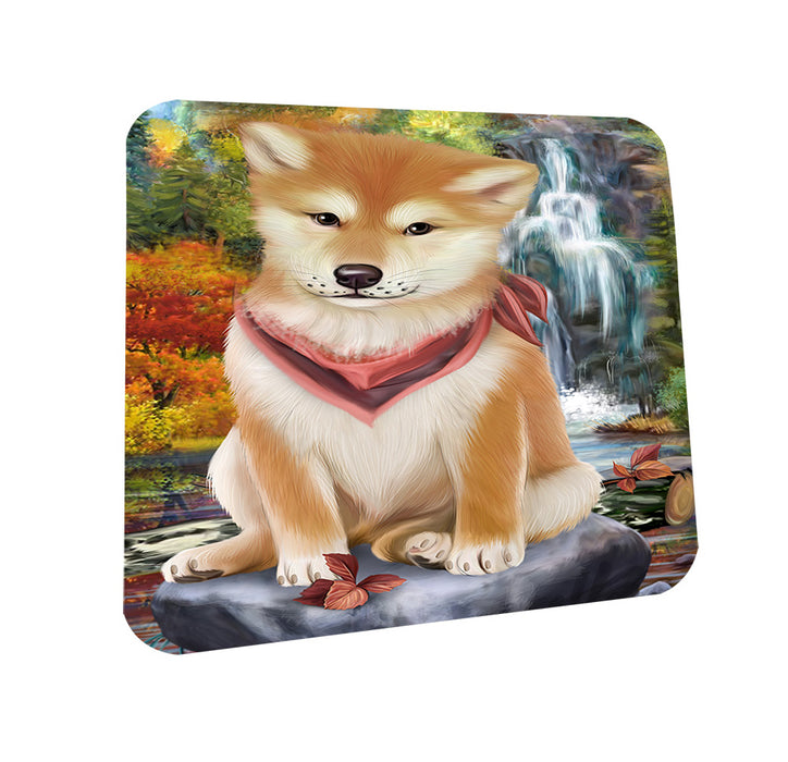 Scenic Waterfall Shiba Inu Dog Coasters Set of 4 CST49467