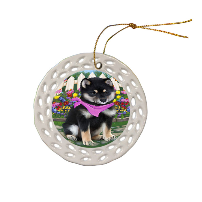 Spring Floral Shiba Inu Dog Ceramic Doily Ornament DPOR52166
