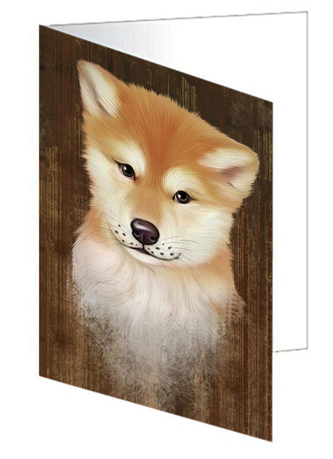 Rustic Shiba Inu Dog Handmade Artwork Assorted Pets Greeting Cards and Note Cards with Envelopes for All Occasions and Holiday Seasons GCD55508