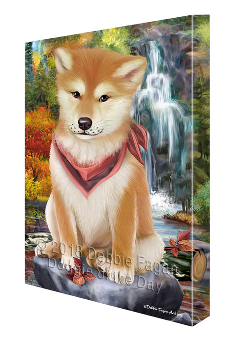 Scenic Waterfall Shiba Inu Dog Canvas Wall Art CVS61185