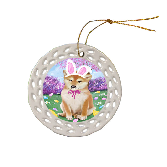 Shiba Inu Dog Easter Holiday Ceramic Doily Ornament DPOR49266