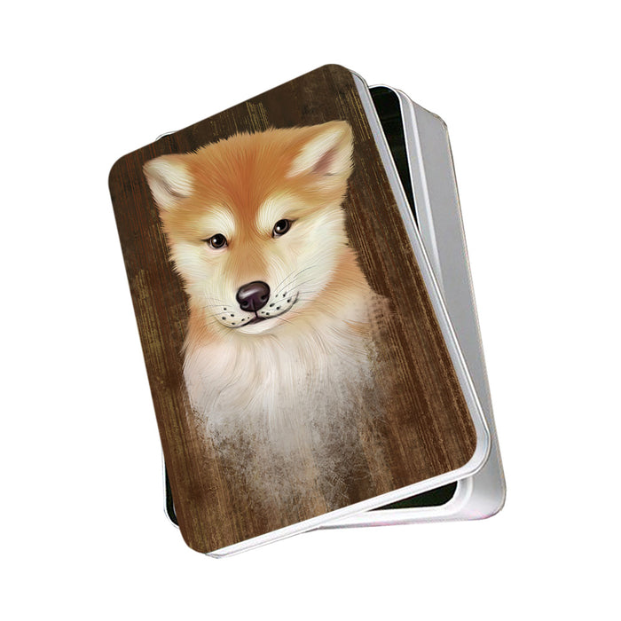 Rustic Shiba Inu Dog Photo Storage Tin PITN50493