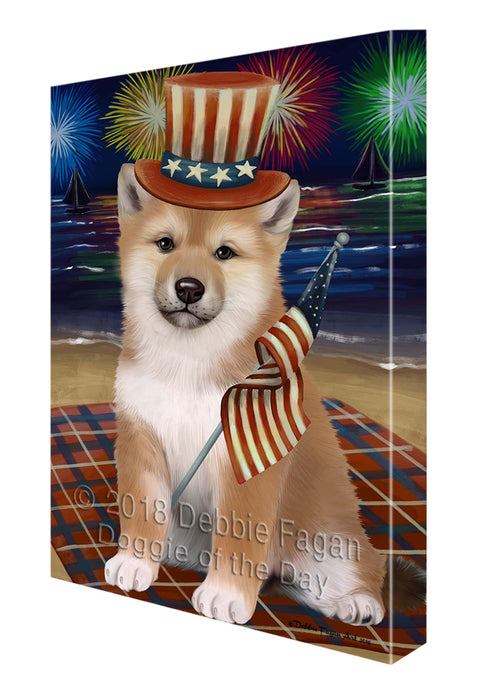 4th of July Independence Day Firework Shiba Inu Dog Canvas Wall Art CVS56712