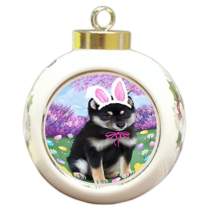 Shiba Inu Dog Easter Holiday Round Ball Christmas Ornament RBPOR49267