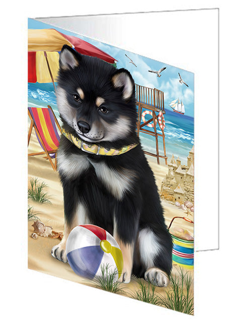 Pet Friendly Beach Shiba Inu Dog Handmade Artwork Assorted Pets Greeting Cards and Note Cards with Envelopes for All Occasions and Holiday Seasons GCD54302