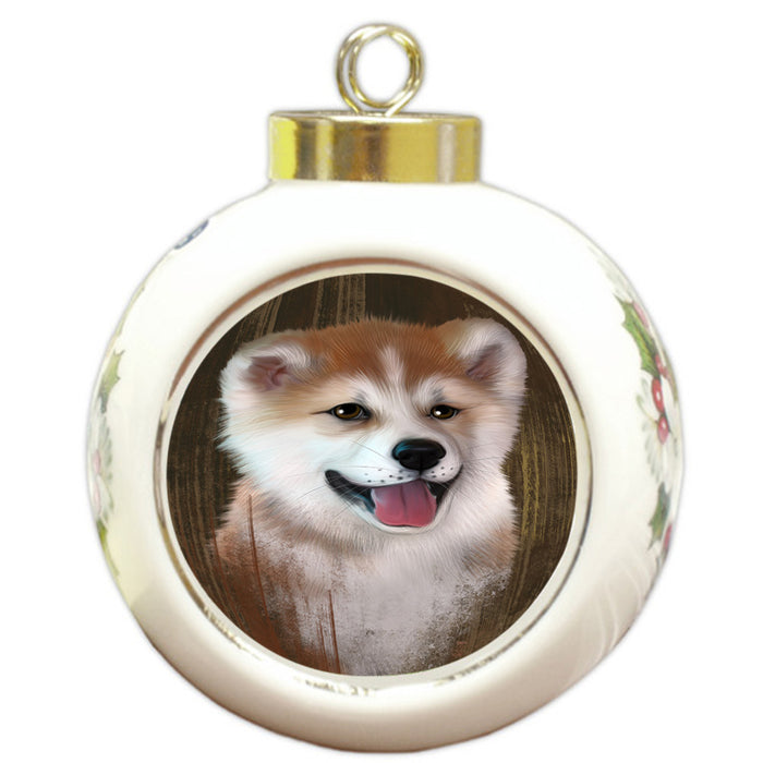 Rustic Shiba Inu Dog Round Ball Christmas Ornament RBPOR50488