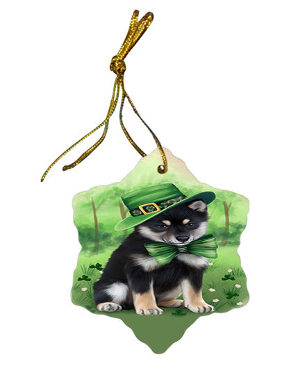 St. Patricks Day Irish Portrait Shiba Inu Dog Star Porcelain Ornament SPOR49393