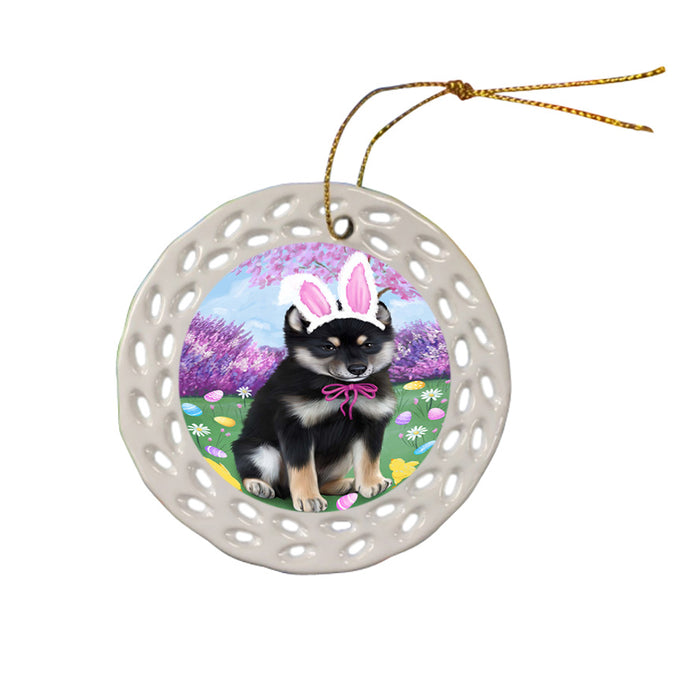 Shiba Inu Dog Easter Holiday Ceramic Doily Ornament DPOR49267