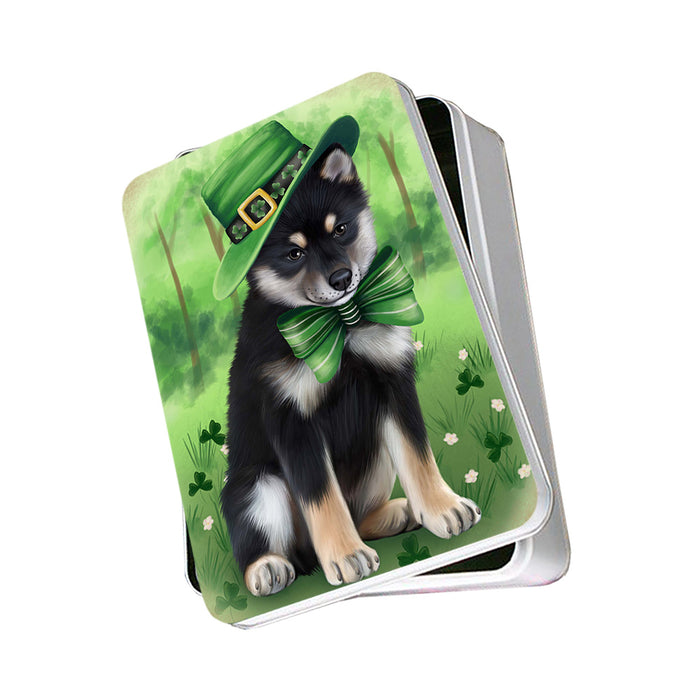 St. Patricks Day Irish Portrait Shiba Inu Dog Photo Storage Tin PITN49401