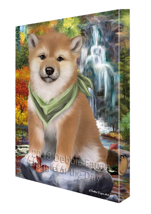 Scenic Waterfall Shiba Inu Dog Canvas Wall Art CVS61203