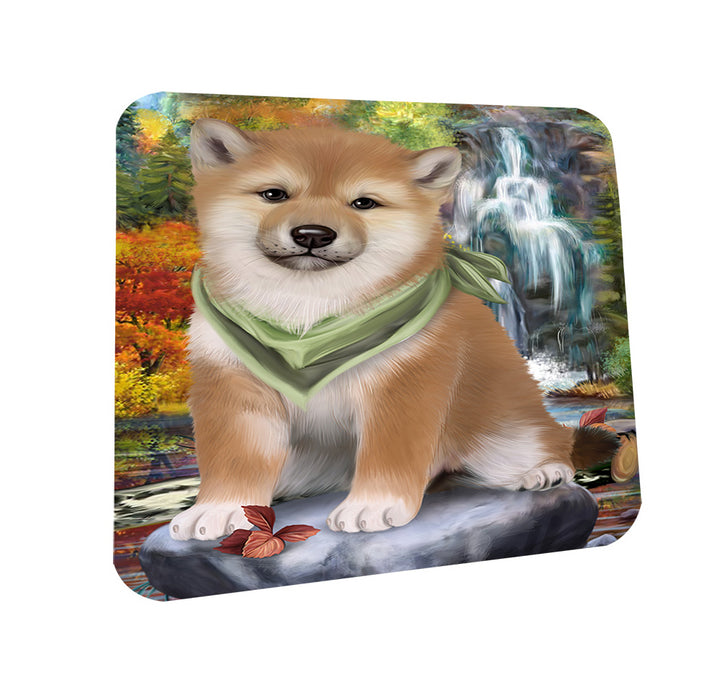 Scenic Waterfall Shiba Inu Dog Coasters Set of 4 CST49469