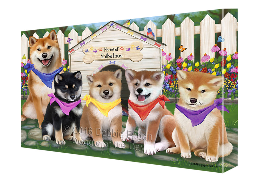 Spring Dog House Shiba Inus Dog Canvas Wall Art CVS66931
