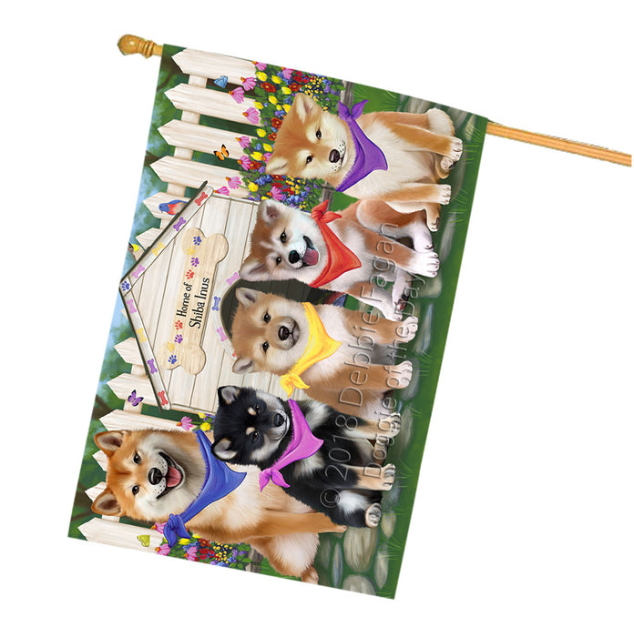 Spring Dog House Shiba Inus Dog House Flag FLG50096