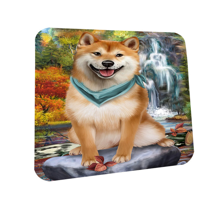 Scenic Waterfall Shiba Inu Dog Coasters Set of 4 CST49470