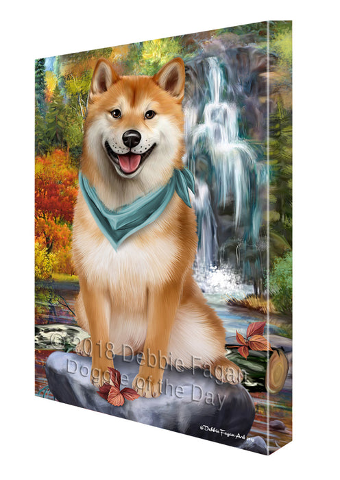 Scenic Waterfall Shiba Inu Dog Canvas Wall Art CVS61212