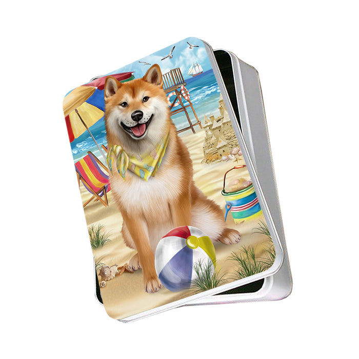 Pet Friendly Beach Shiba Inu Dog Photo Storage Tin PITN50093