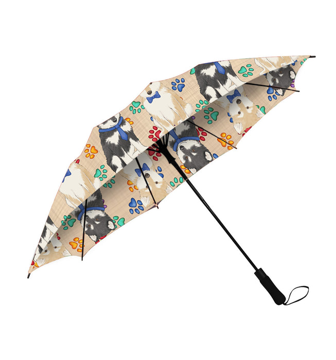 Rainbow Paw Print Shiba Inu Dogs Blue Semi-Automatic Foldable Umbrella
