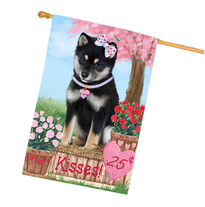 Rosie 25 Cent Kisses Shiba Inu Dog House Flag FLG56715