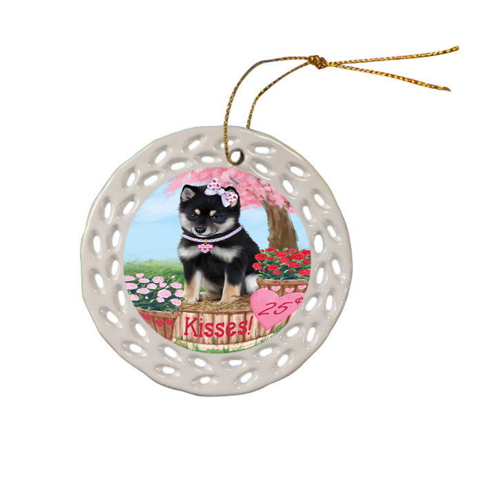 Rosie 25 Cent Kisses Shiba Inu Dog Ceramic Doily Ornament DPOR56387